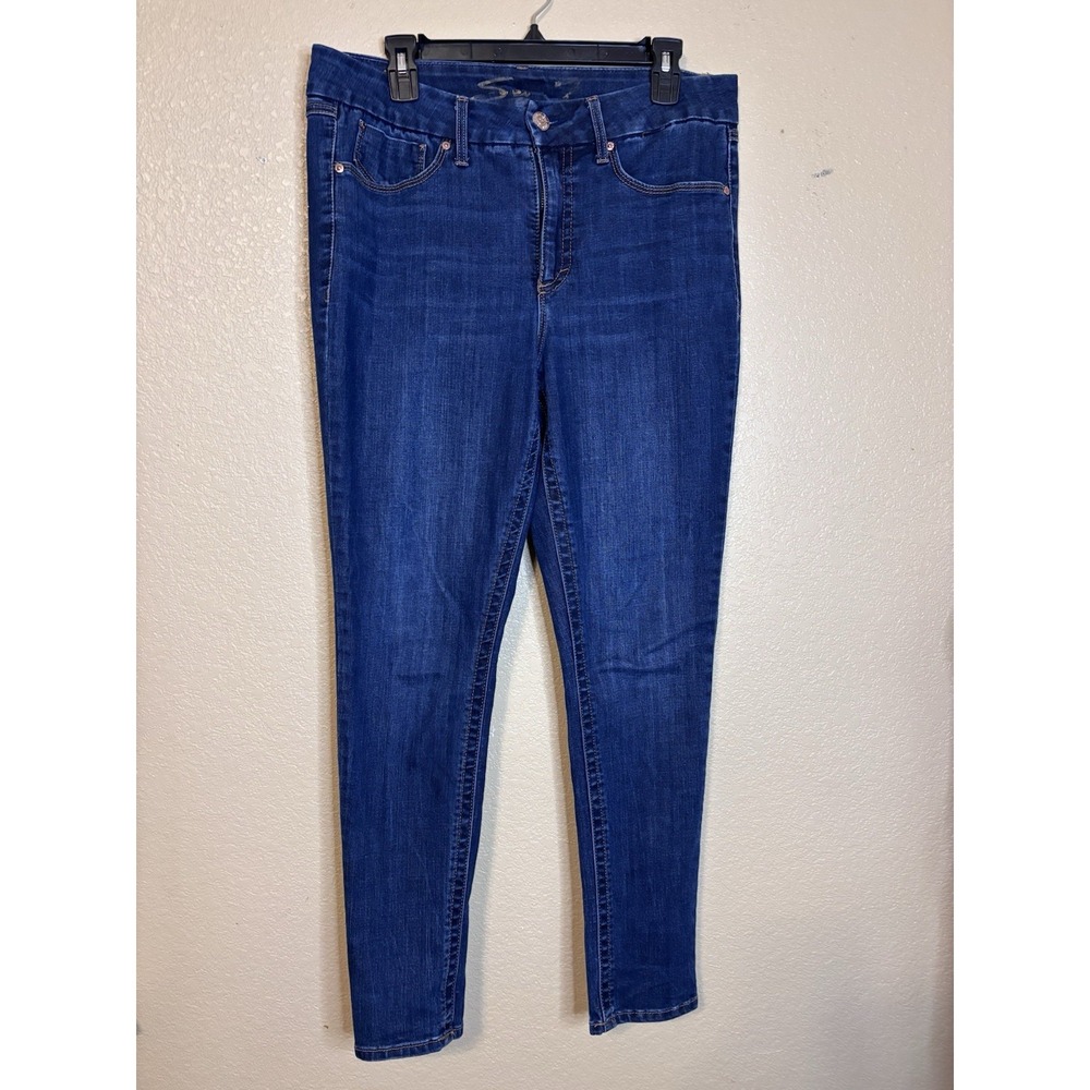 Seven 7 Tummyless High Rise Skinny Women's Size 12 Blue 5-Pocket Denim‎ Jeans